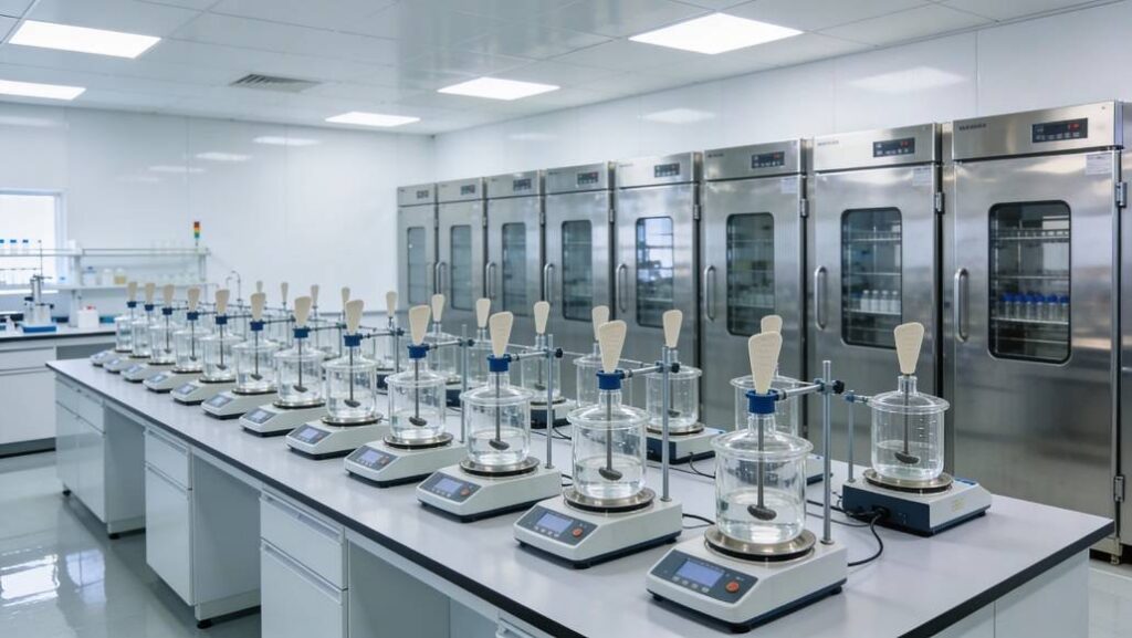 Quality-control testing equipment in a laboratory