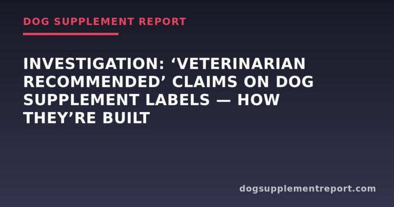 Investigation: ‘Veterinarian Recommended’ Claims on Dog Supplement Labels — How They’re Built
