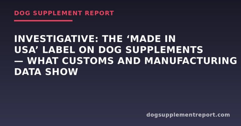 Investigative: The ‘Made in USA’ Label on Dog Supplements — What Customs and Manufacturing Data Show